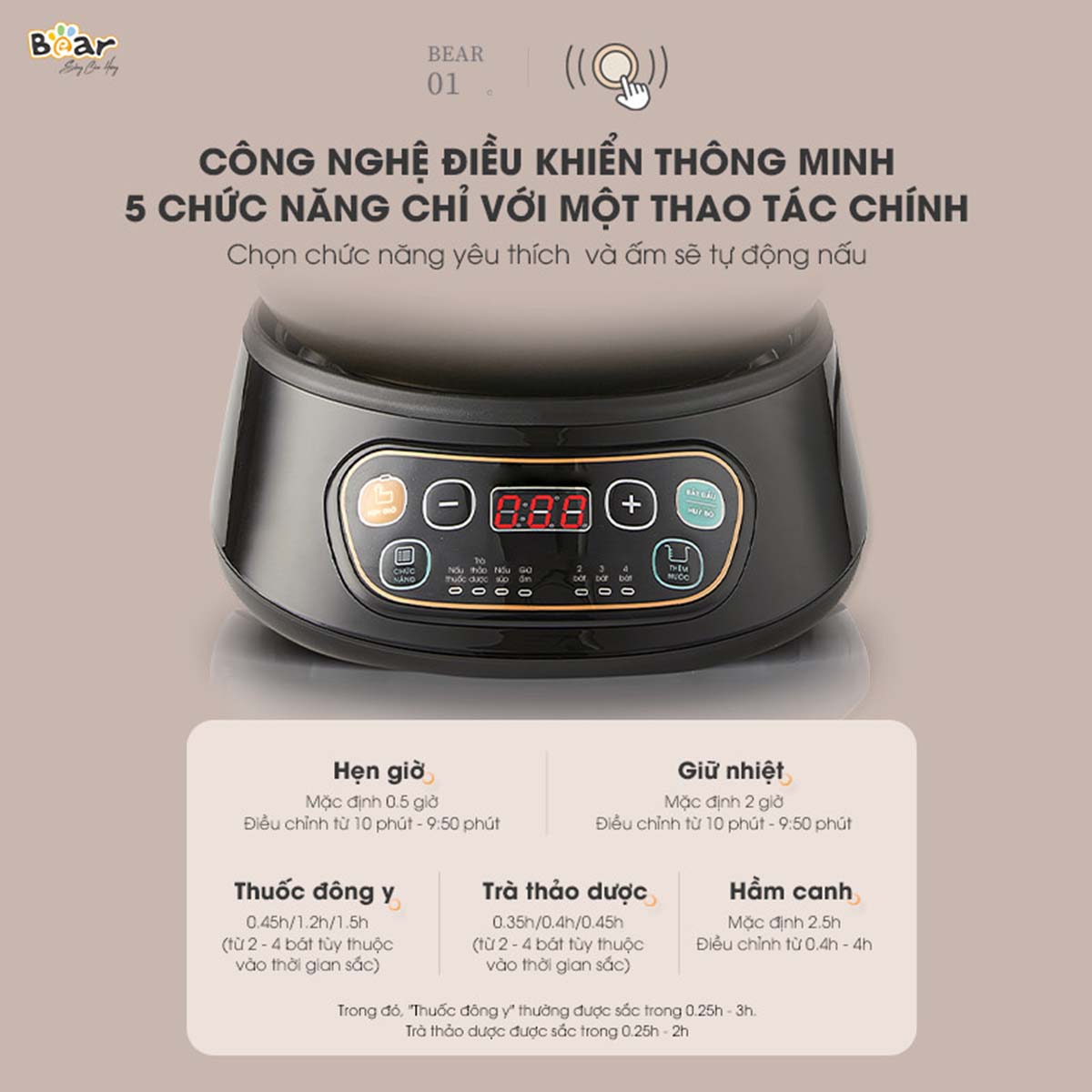 Ấm Sắc Thuốc 3 5L Bear SB-AST35