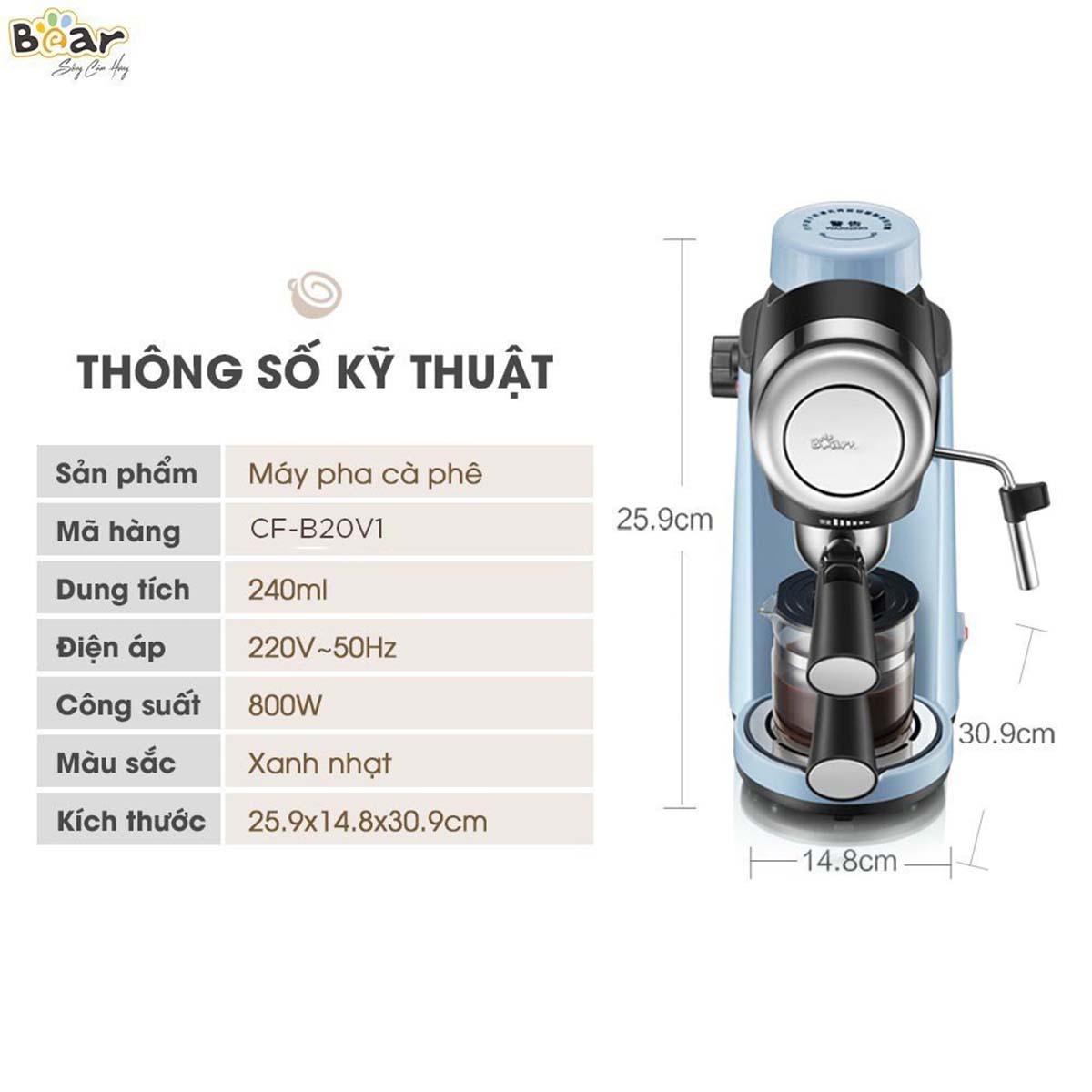 Máy pha cà phê tự động Bear CF- B02V1