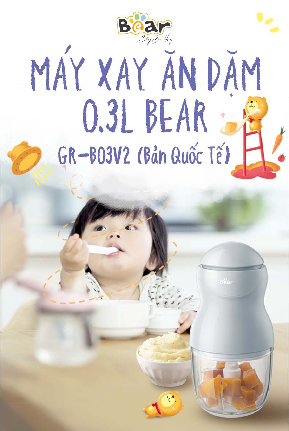Máy xay ăn dặm Bear 0 3L GR-B03V2