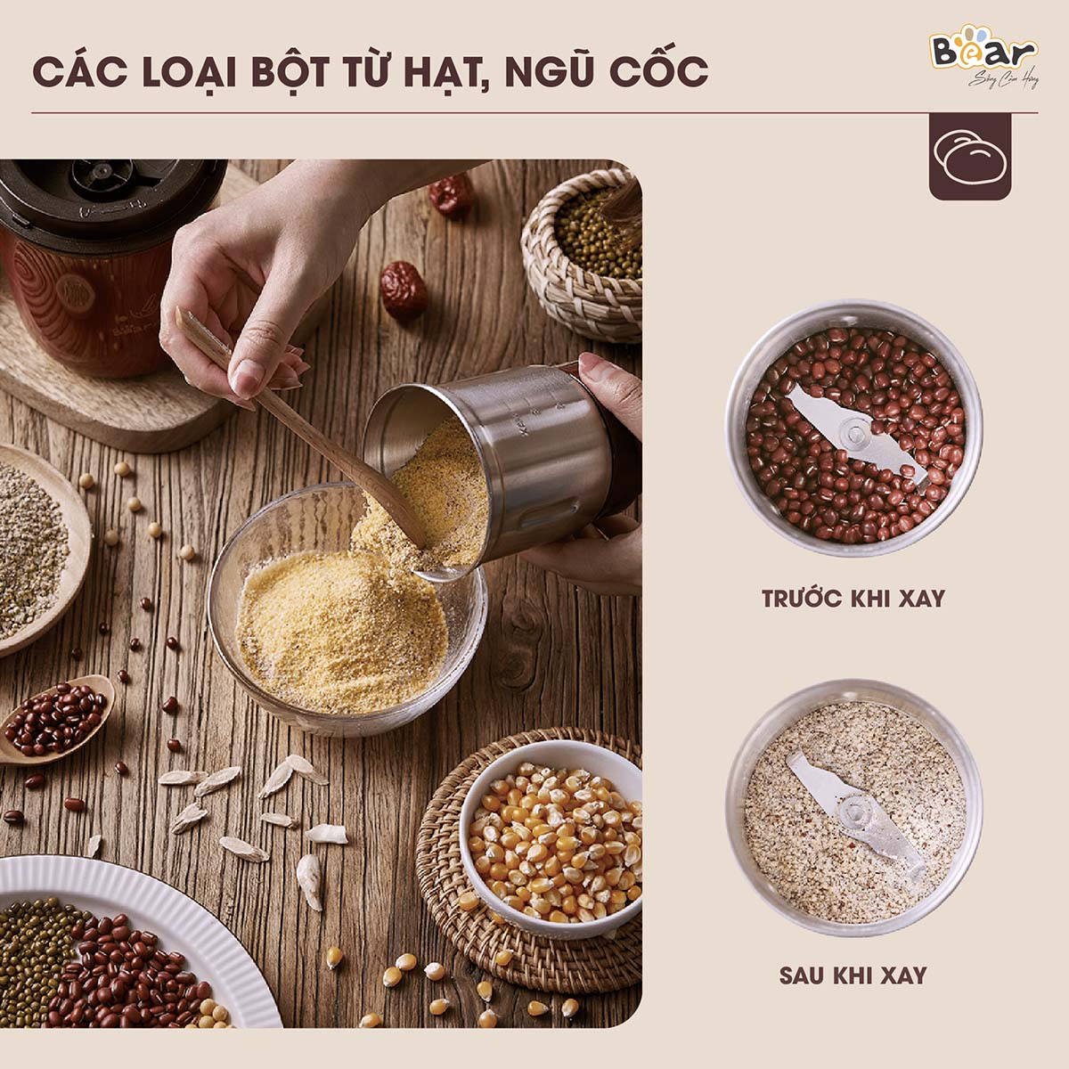 Máy xay bột khô Bear MDJ-A02G3