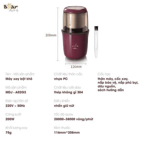 Máy xay bột khô Bear MDJ-A02G3